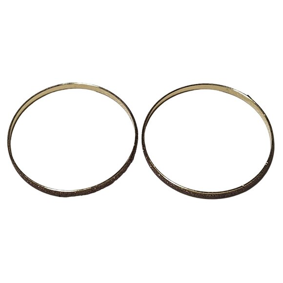 Retro Gold Tone Glittery Bangle Bracelets Set Of 2 80s Fashion Jewelry Women - Picture 4 of 5